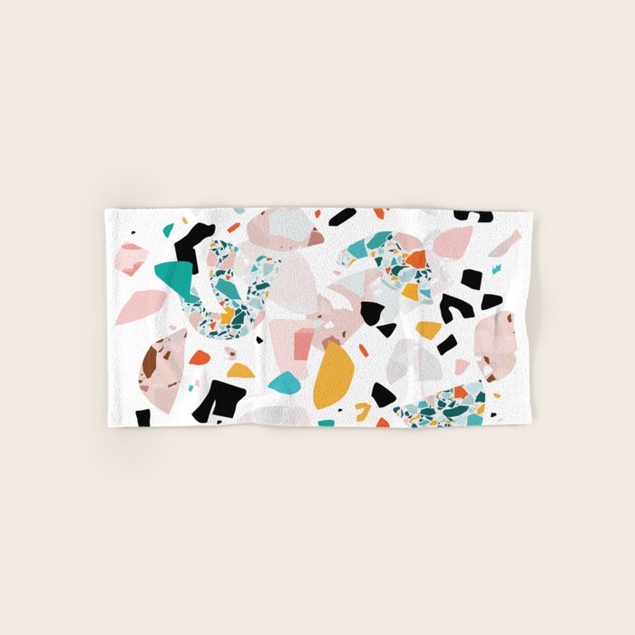 Mixed Mess I. / Collage, Terrazzo, Colorful Bath Towel