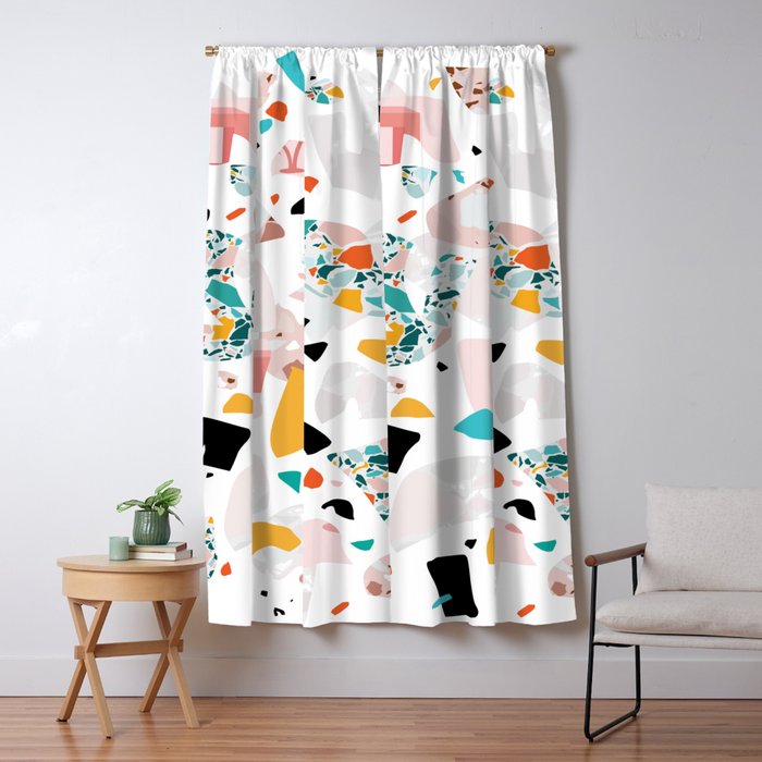 Mixed Mess I. / Collage, Terrazzo, Colorful Window Curtain