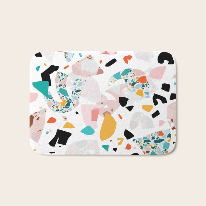 Mixed Mess I. / Collage, Terrazzo, Colorful Bath Mat