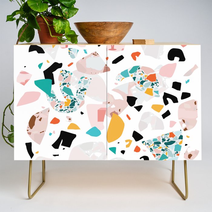 Mixed Mess I. / Collage, Terrazzo, Colorful Credenza