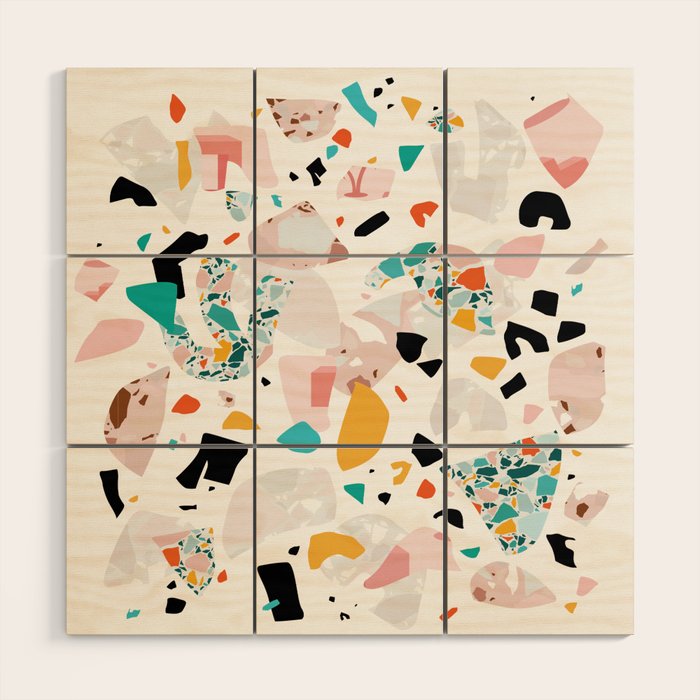 Mixed Mess I. / Collage, Terrazzo, Colorful Wood Wall Art