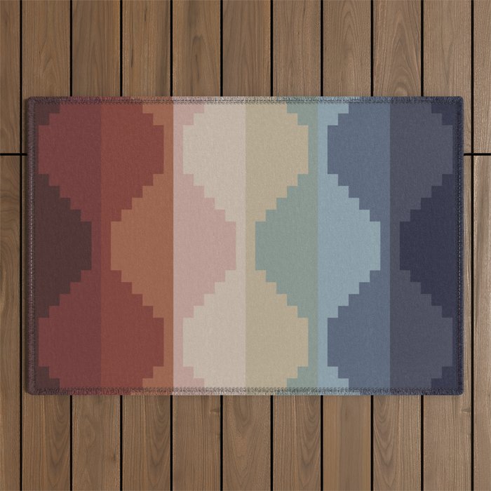 Geometric Aztec Pyramid Pattern Iii Outdoor Rug