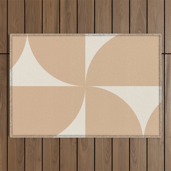 Bauhaus Mid Century Modern Geometric X Neutral Beige Outdoor Rug