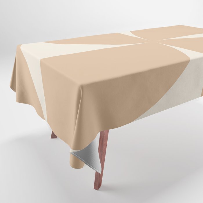 Bauhaus Mid Century Modern Geometric X Neutral Beige Tablecloth