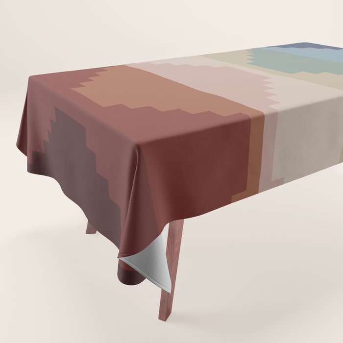 Geometric Aztec Pyramid Pattern Iii Tablecloth