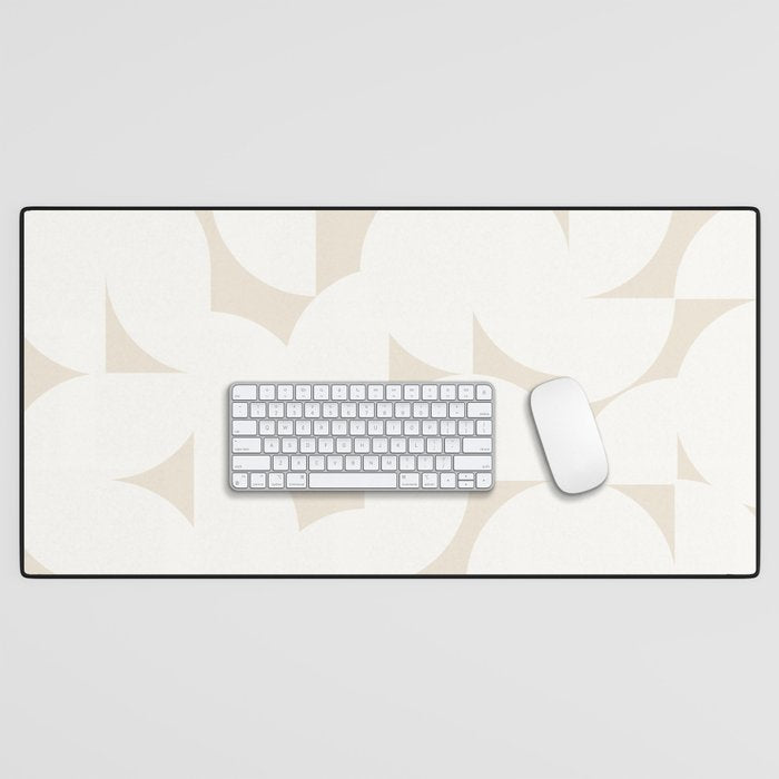 Contemporary Abstract Shapes - Neutral Off White Desk Mat