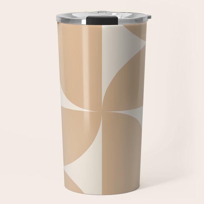Bauhaus Mid Century Modern Geometric X Neutral Beige Travel Mug