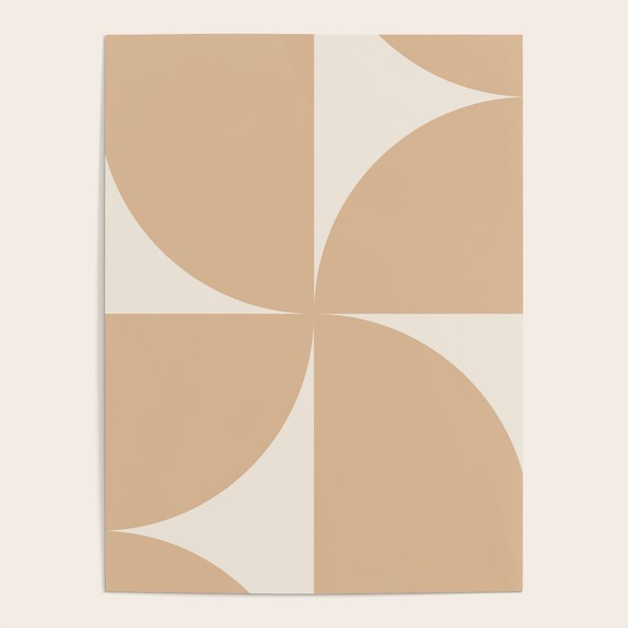 Bauhaus Mid Century Modern Geometric X Neutral Beige Poster