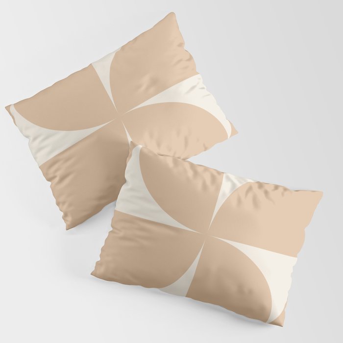 Bauhaus Mid Century Modern Geometric X Neutral Beige Pillow Sham