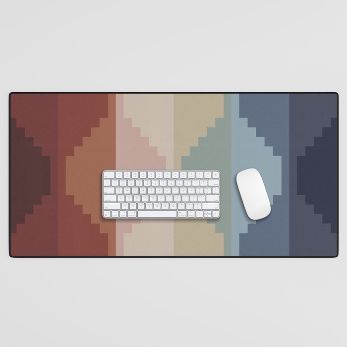 Geometric Aztec Pyramid Pattern Iii Desk Mat