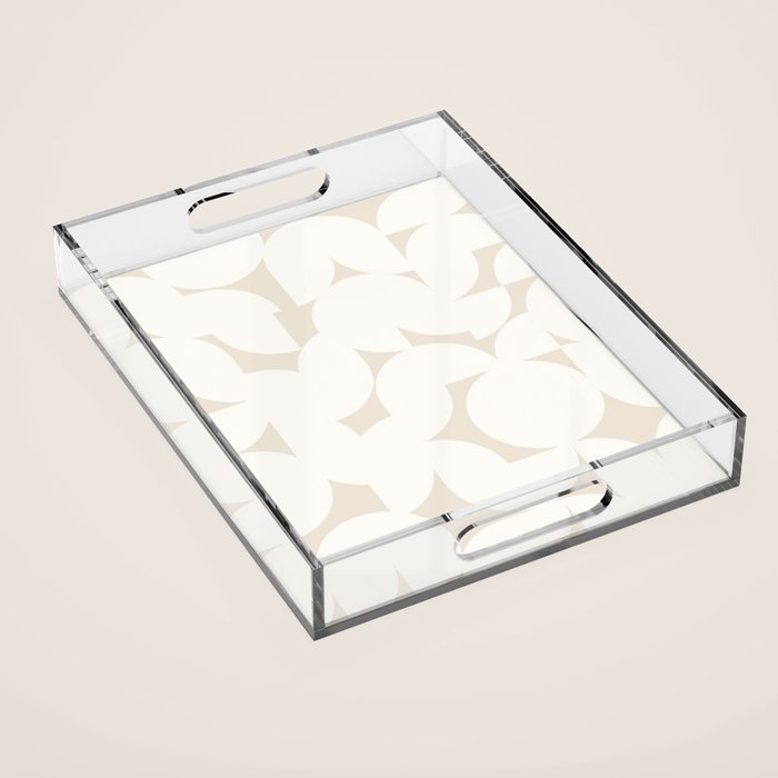Contemporary Abstract Shapes - Neutral Off White Acrylic Tray