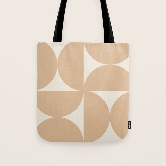 Bauhaus Mid Century Modern Geometric X Neutral Beige Tote Bag