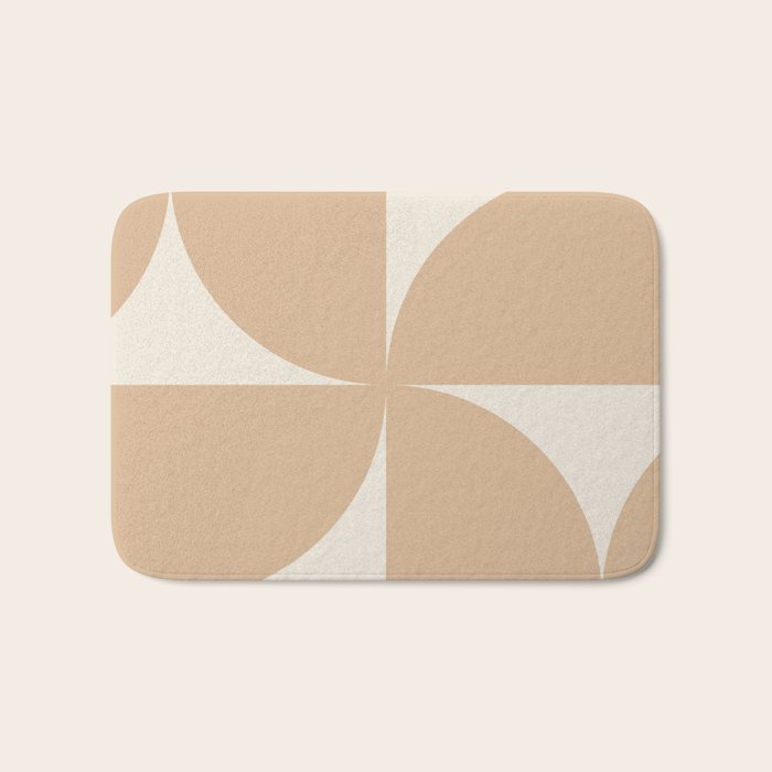 Bauhaus Mid Century Modern Geometric X Neutral Beige Bath Mat