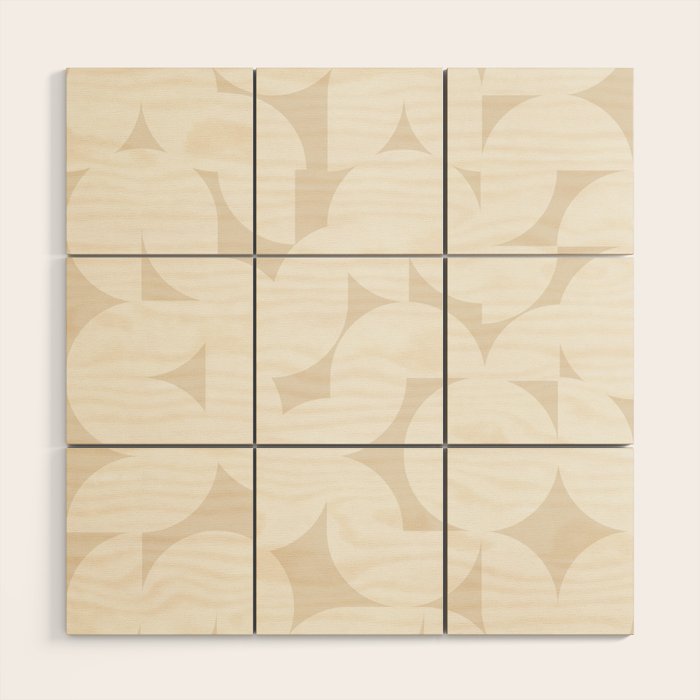 Contemporary Abstract Shapes - Neutral Off White Wood Wall Art