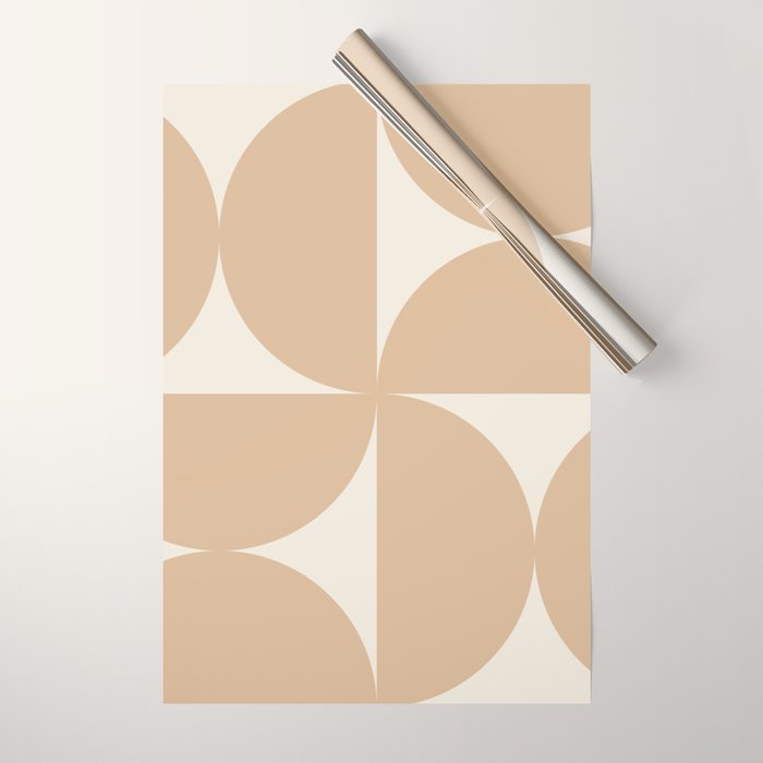 Bauhaus Mid Century Modern Geometric X Neutral Beige Wrapping Paper