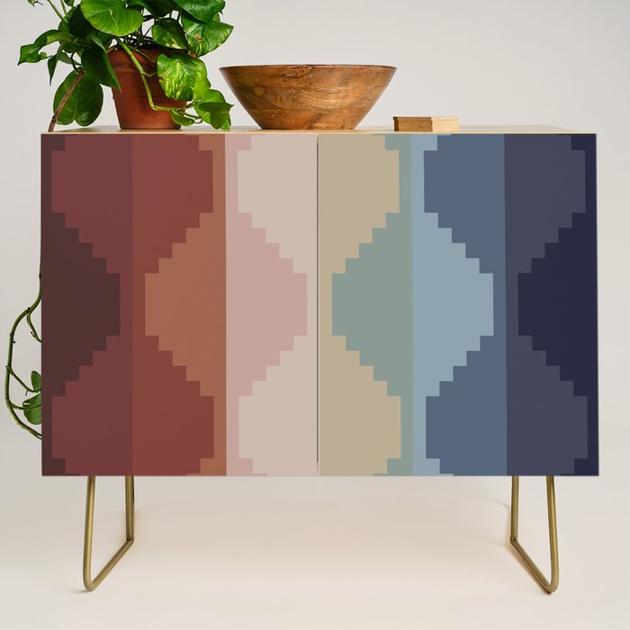 Geometric Aztec Pyramid Pattern Iii Credenza