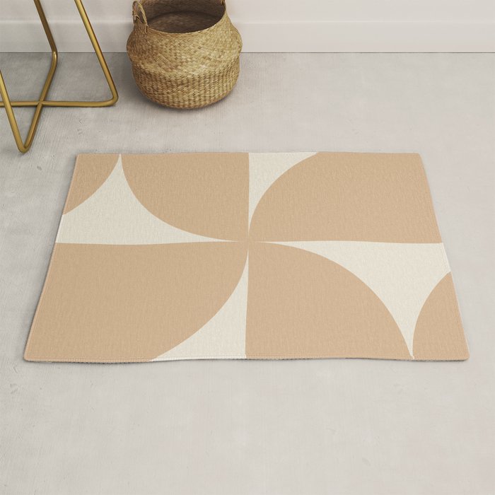Bauhaus Mid Century Modern Geometric X Neutral Beige Rug
