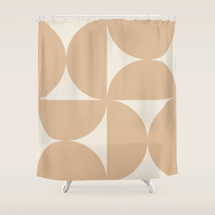 Bauhaus Mid Century Modern Geometric X Neutral Beige Shower Curtain