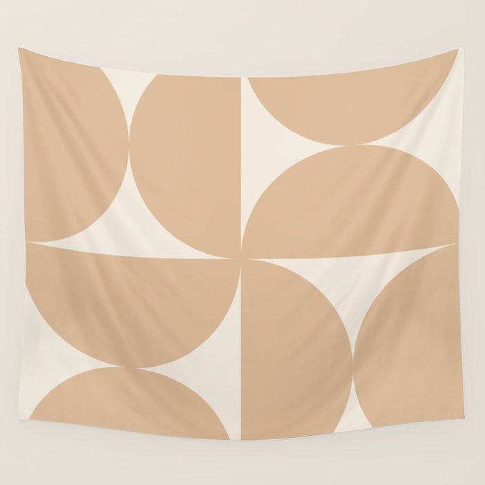 Bauhaus Mid Century Modern Geometric X Neutral Beige Wall Tapestry