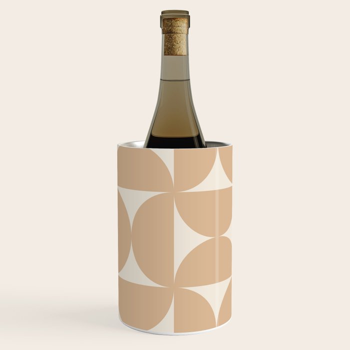 Bauhaus Mid Century Modern Geometric X Neutral Beige Wine Chiller