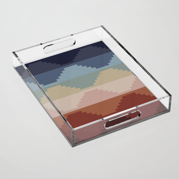 Geometric Aztec Pyramid Pattern Iii Acrylic Tray