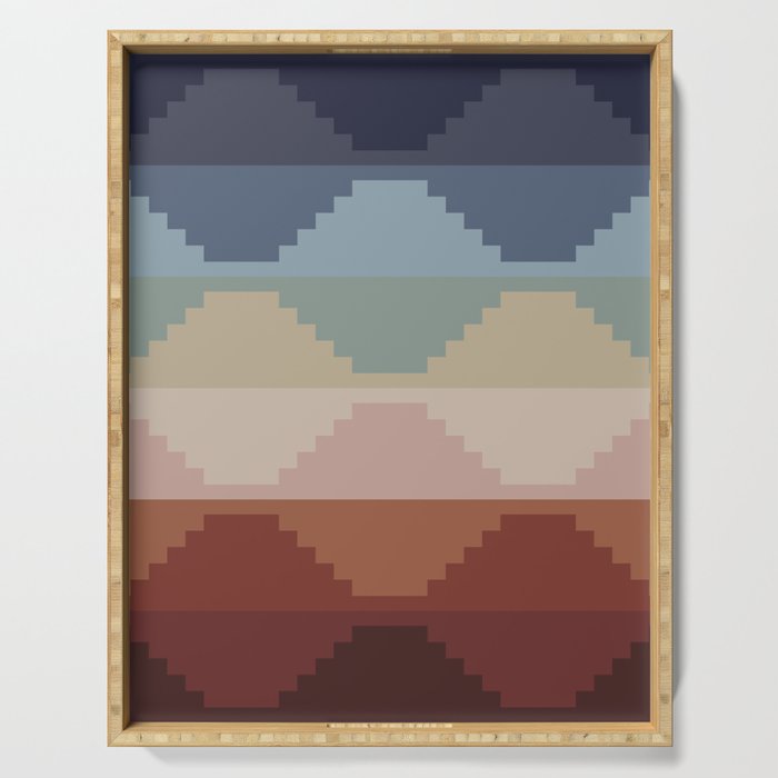 Geometric Aztec Pyramid Pattern Iii Serving Tray