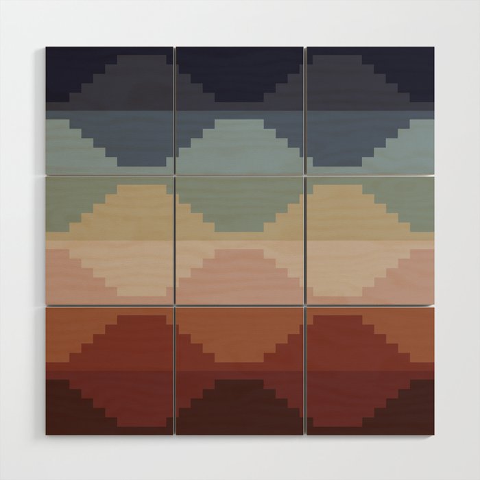 Geometric Aztec Pyramid Pattern Iii Wood Wall Art