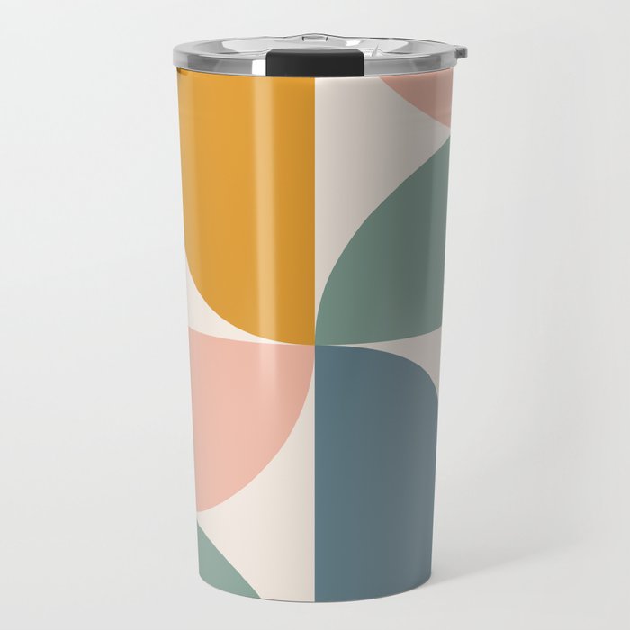 Bauhaus Mid Century Modern Geometric Ii Natural Pastel Travel Mug