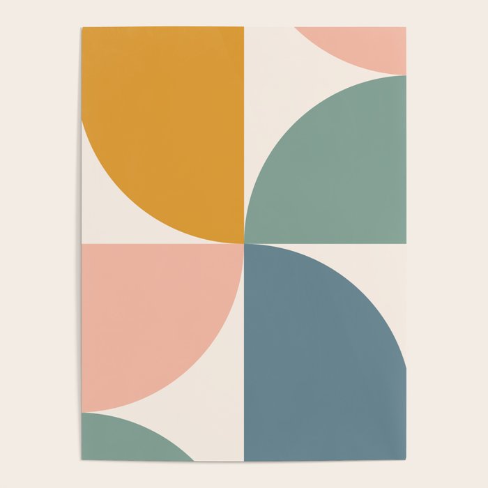 Bauhaus Mid Century Modern Geometric Ii Natural Pastel Poster