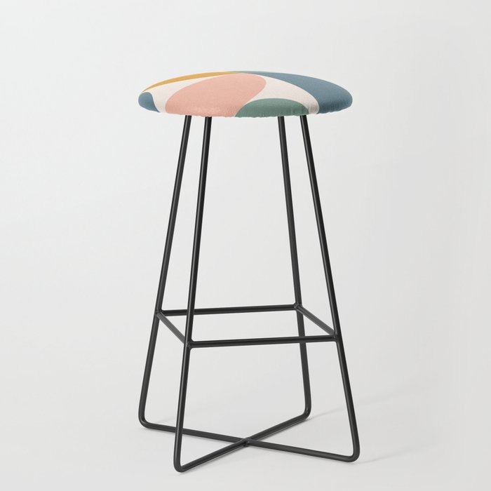 Bauhaus Mid Century Modern Geometric Ii Natural Pastel Stool