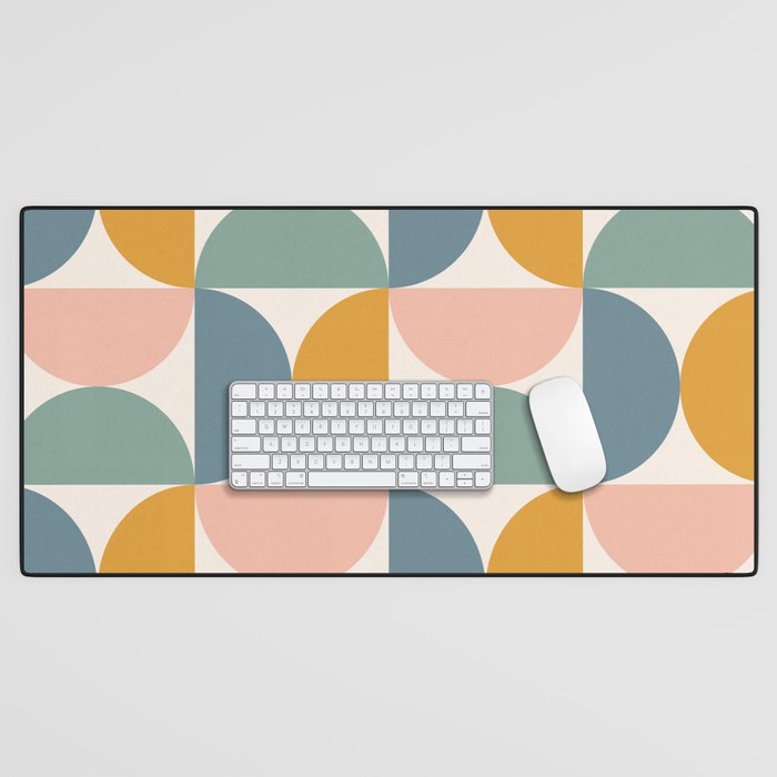 Bauhaus Mid Century Modern Geometric Ii Natural Pastel Desk Mat