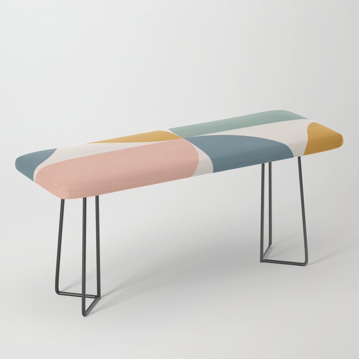 Bauhaus Mid Century Modern Geometric Ii Natural Pastel Bench
