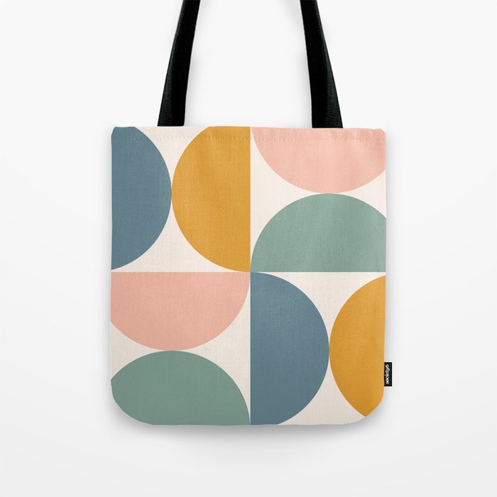 Bauhaus Mid Century Modern Geometric Ii Natural Pastel Tote Bag