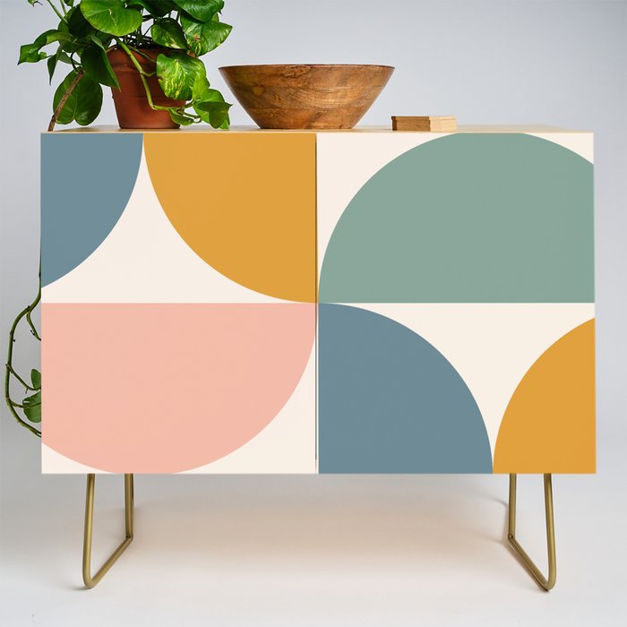 Bauhaus Mid Century Modern Geometric Ii Natural Pastel Credenza