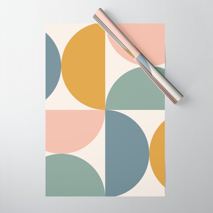 Bauhaus Mid Century Modern Geometric Ii Natural Pastel Wrapping Paper