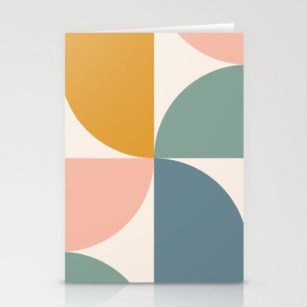 Bauhaus Mid Century Modern Geometric Ii Natural Pastel Stationery Card