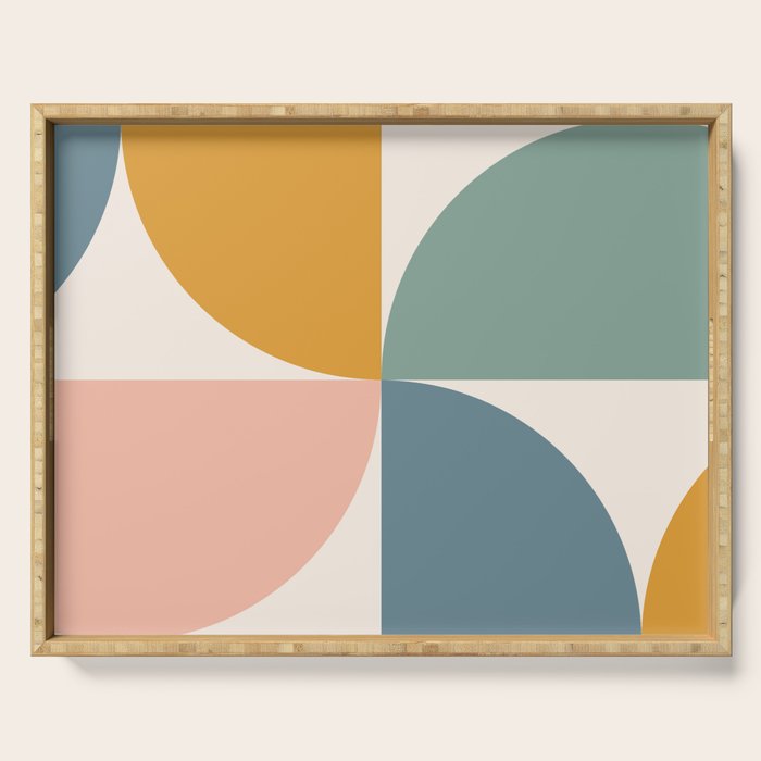 Bauhaus Mid Century Modern Geometric Ii Natural Pastel Serving Tray