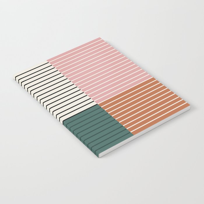 Color Block Line Abstract V Colorful Retro Notebook