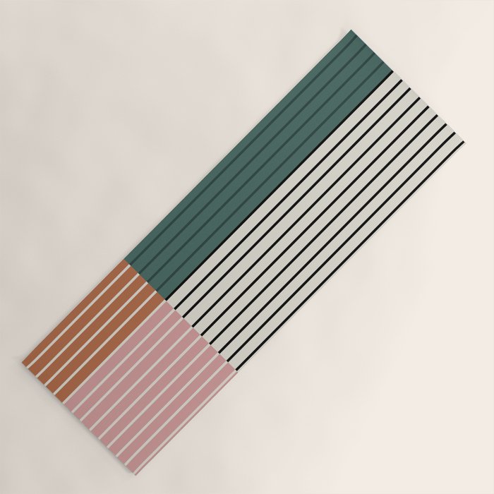 Color Block Line Abstract V Colorful Retro Yoga Mat