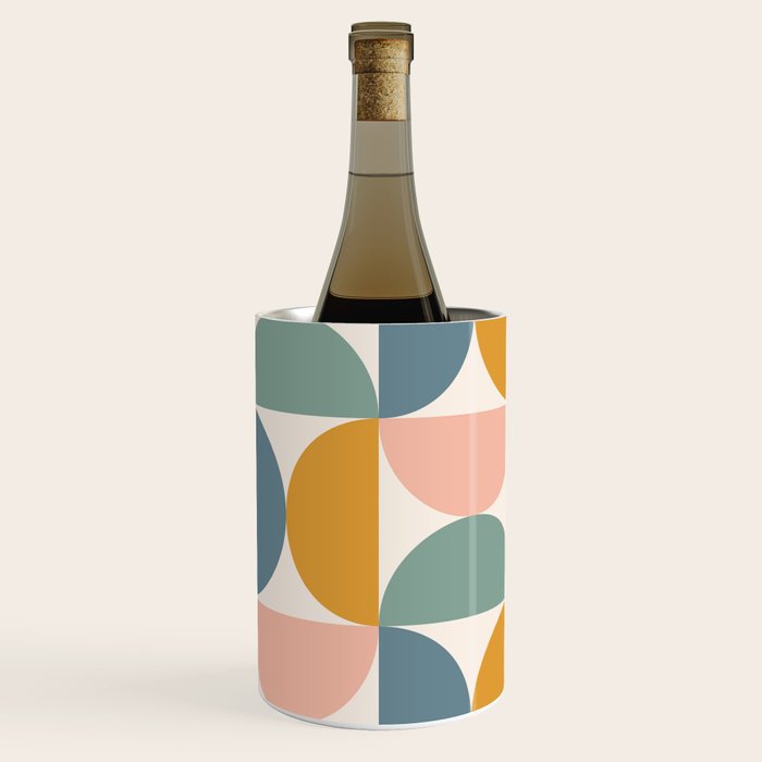 Bauhaus Mid Century Modern Geometric Ii Natural Pastel Wine Chiller