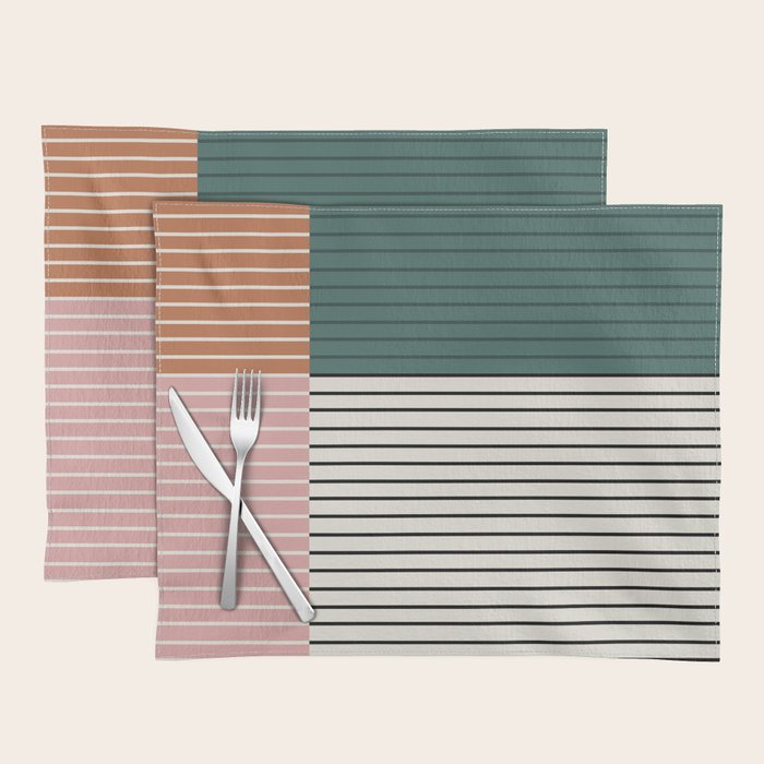 Color Block Line Abstract V Colorful Retro Placemat