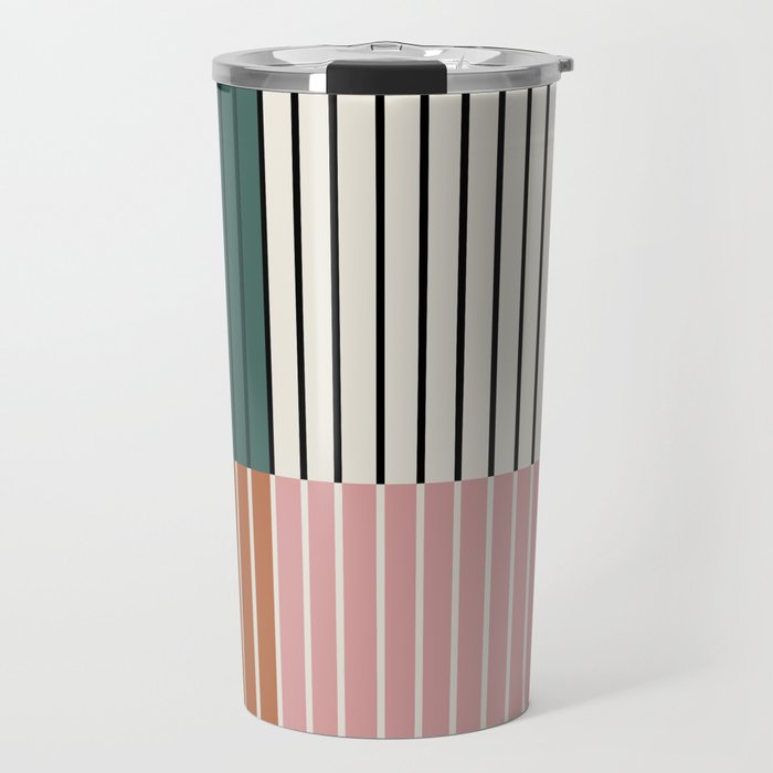 Color Block Line Abstract V Colorful Retro Travel Mug