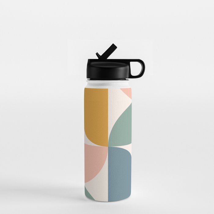 Bauhaus Mid Century Modern Geometric Ii Natural Pastel Water Bottle