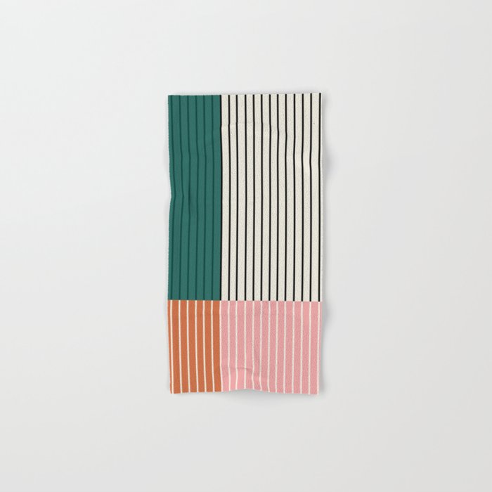 Color Block Line Abstract V Colorful Retro Bath Towel