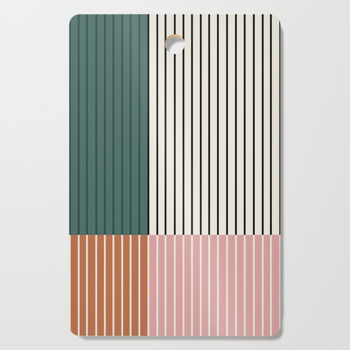 Color Block Line Abstract V Colorful Retro Cutting Board
