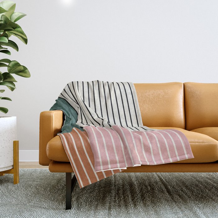 Color Block Line Abstract V Colorful Retro Throw Blanket