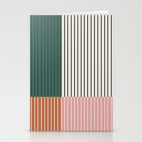 Color Block Line Abstract V Colorful Retro Stationery Card