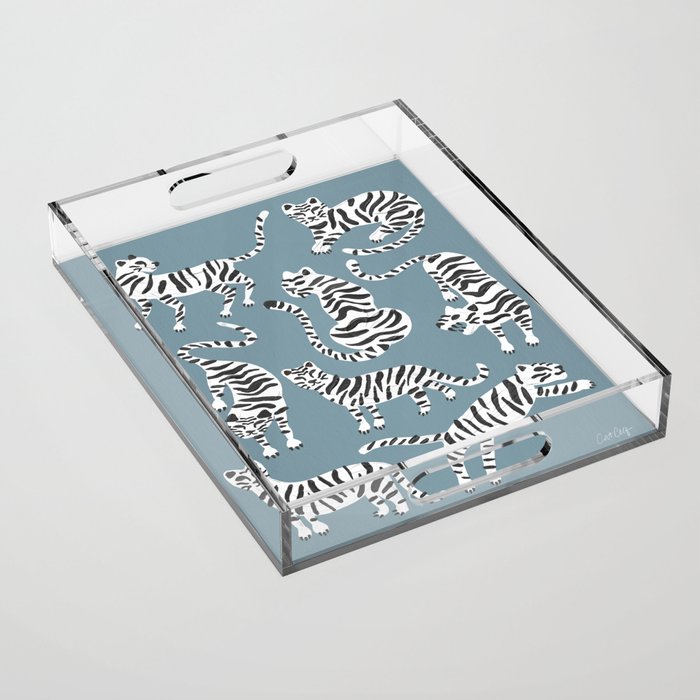 Tiger Collection - White On Blue Acrylic Tray
