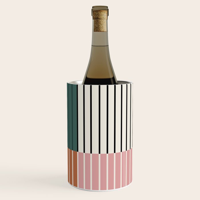 Color Block Line Abstract V Colorful Retro Wine Chiller