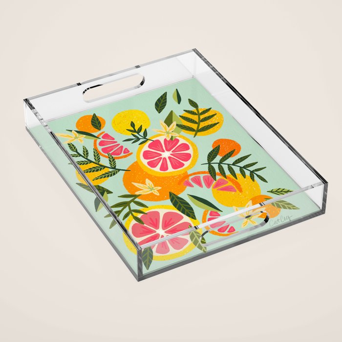Grapefruit Blooms - Mint Palette Acrylic Tray